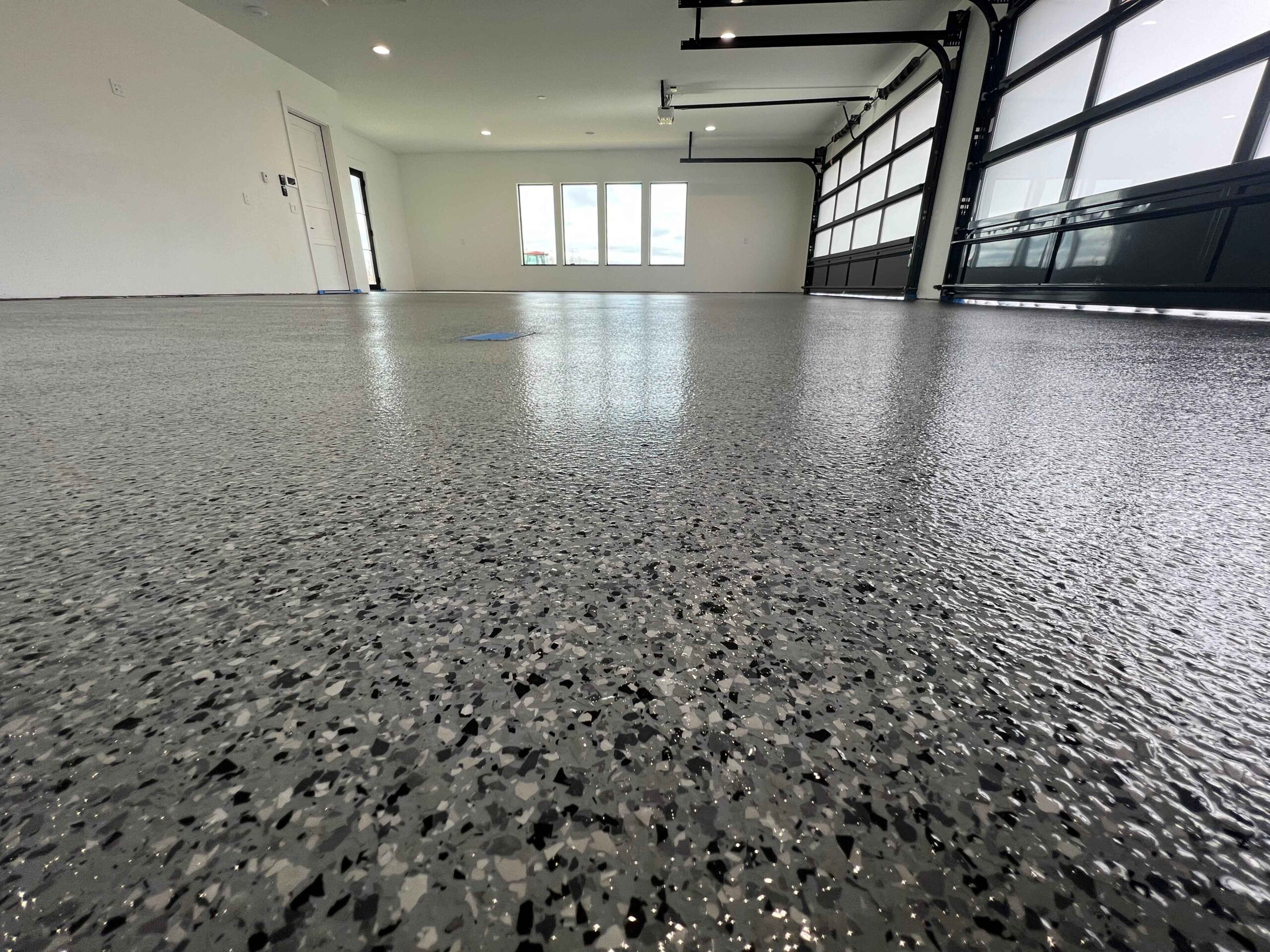 A finished flake epoxy garage floor